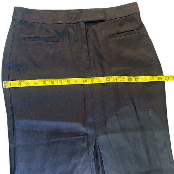 Black Linen blend high waisted tailored skirt,front slit,Midi skirt, size 10,NWT - Picture 7 of 10